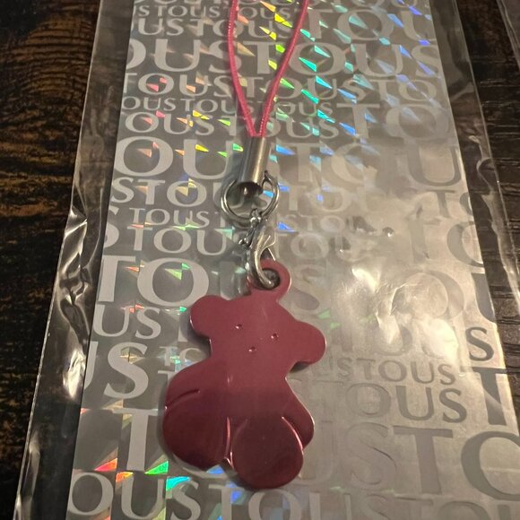 TOUS Bear keychain/ Cellphone tag in metal blue and pink - Picture 2 of 3